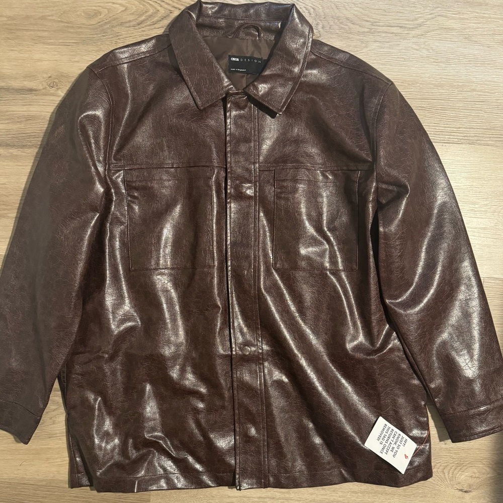 ASOS DESIGN oversized faux leather shacket